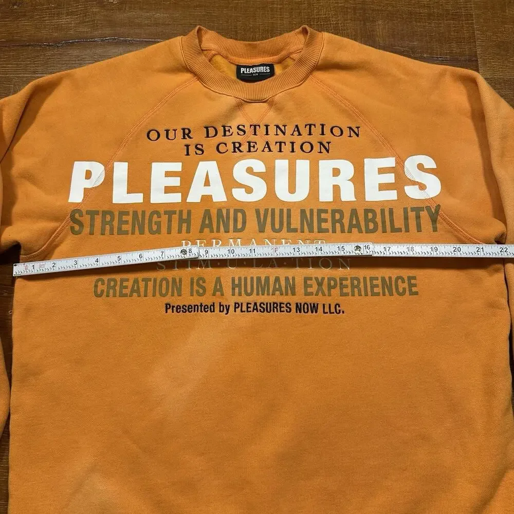 Pleasures Oversized Sweatshirt Mens S Orange Pullover Sweater Relaxed Fit City